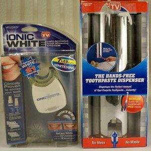 New Ionic White Teeth 7 LED, Touch N Brush Hands Free & Bonus